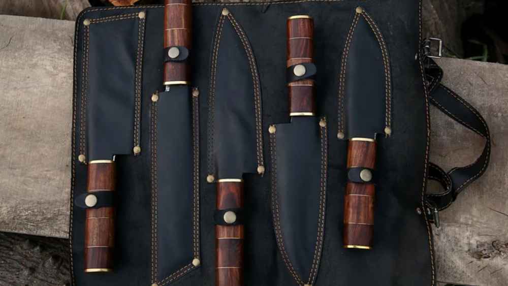 Handmade Damascus Chef knife Set With Rosewood Handle