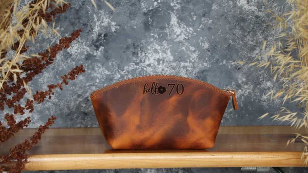 Seventieth birthday gift makeup bag with personalization options