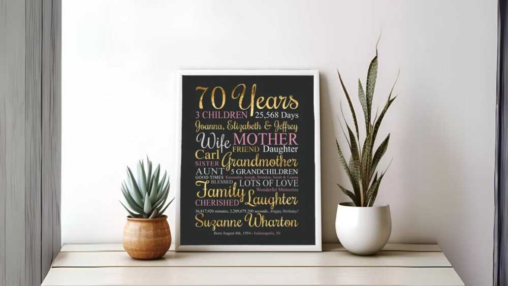 Seventieth birthday personalized party decoration for women