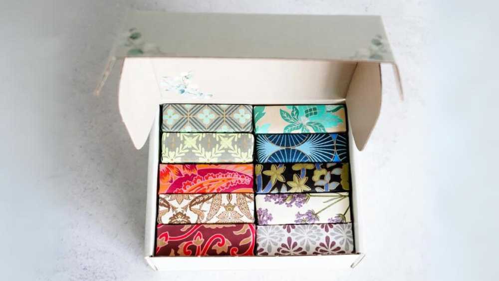 Gift box of ten artisan essential oil soaps
