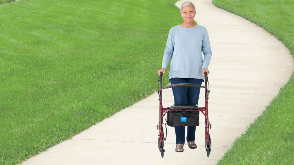 Medline Rollator Walker with Seat with 6 inch Wheels