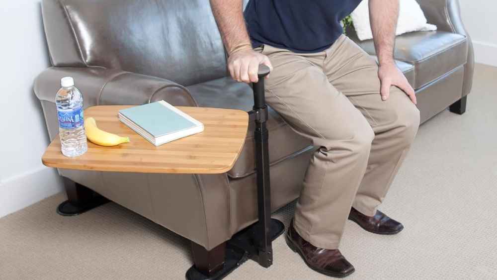 Tray Table Adjustable Bamboo Swivel TV and Laptop Stand