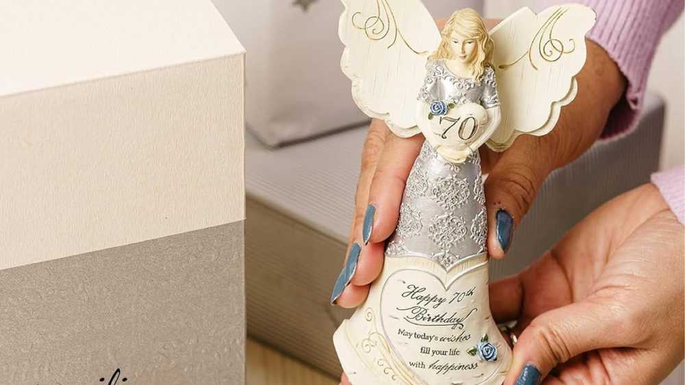 Seventieth birthday six inch angel figurine