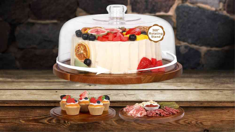 Cake Stand With Glass Dome and Charcuterie Cheese Serving Platter