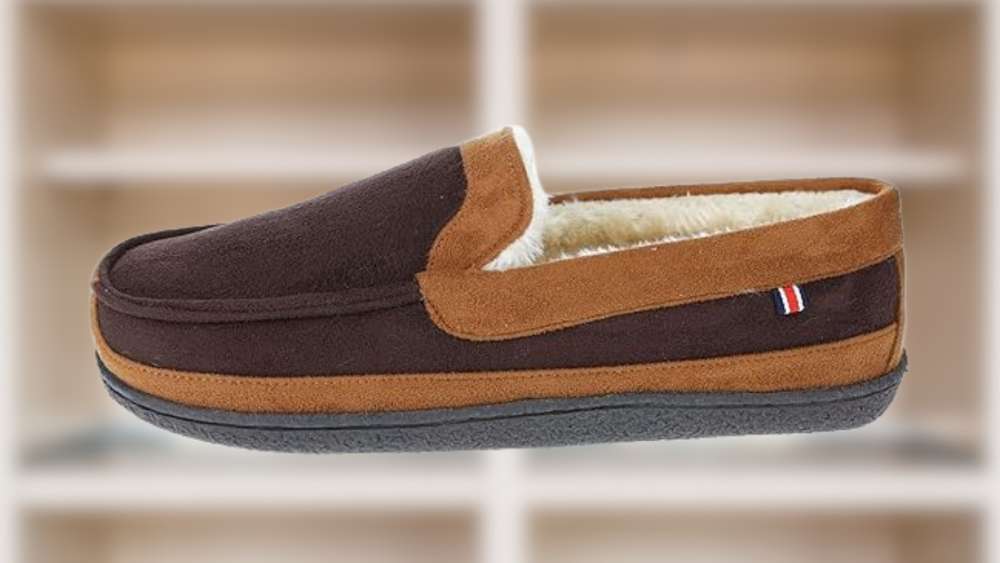 Warm and soft two tone moccasin slippers