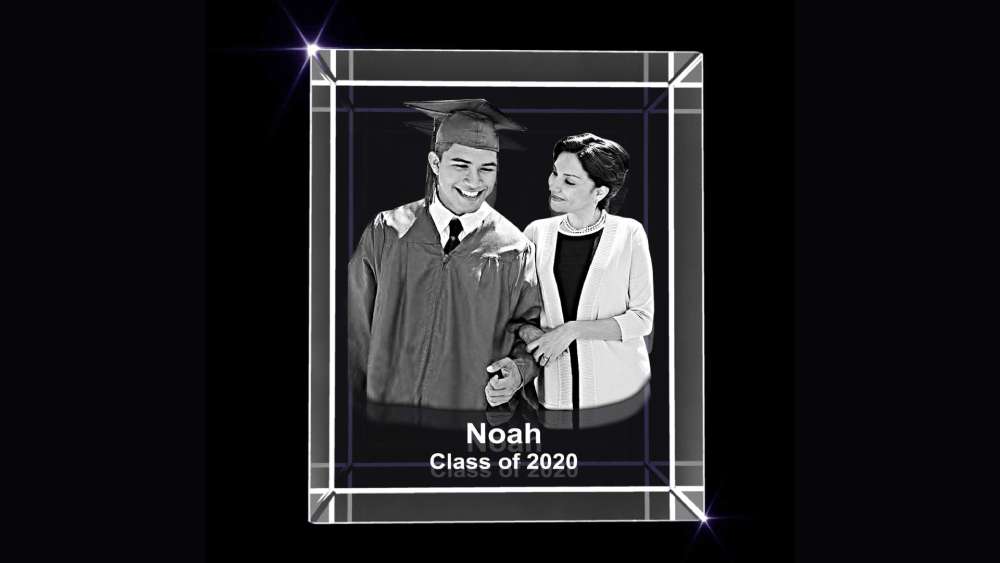 Personalized 3D photo etched engraving on crystal
