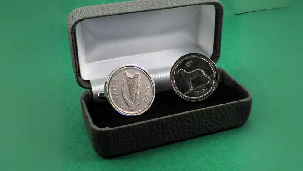 irish coin cufflink wexford irish 1962