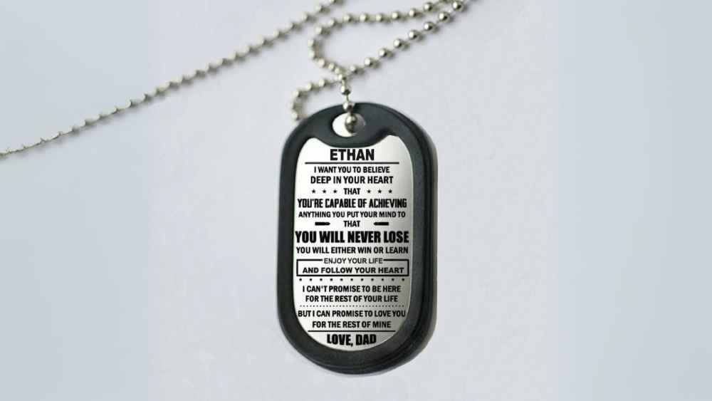 Stainless steel dog tag necklace with personalized engravings