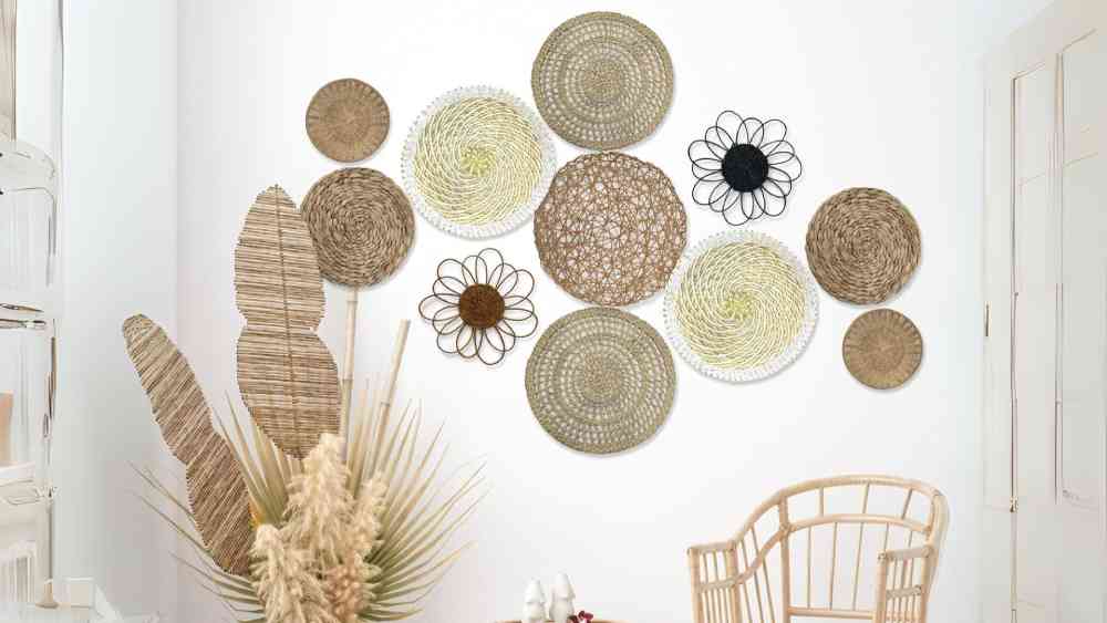 Boho Basket Hanging Wall Decor African Design Art