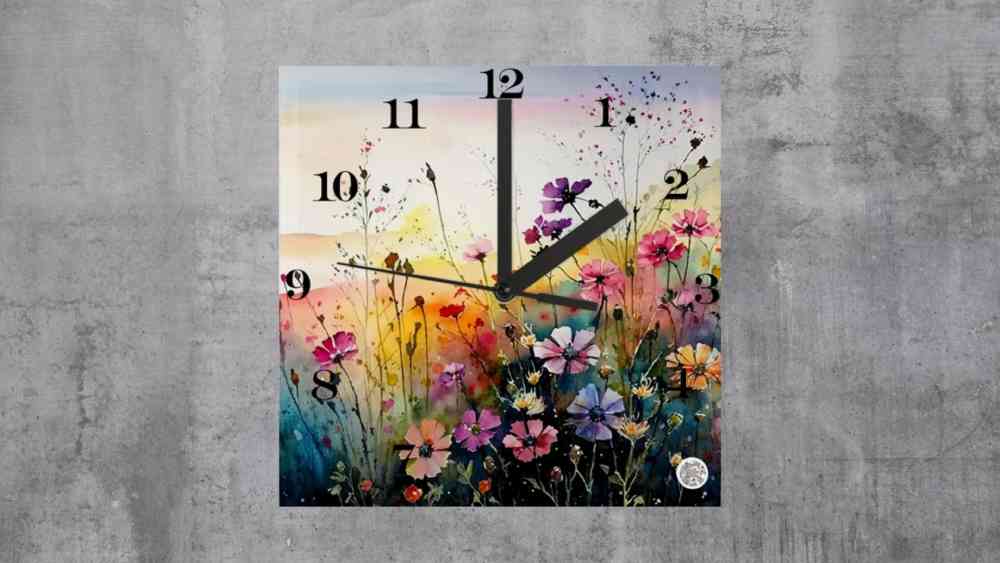 Floral Table Clock Upcycled Desk Time Piece