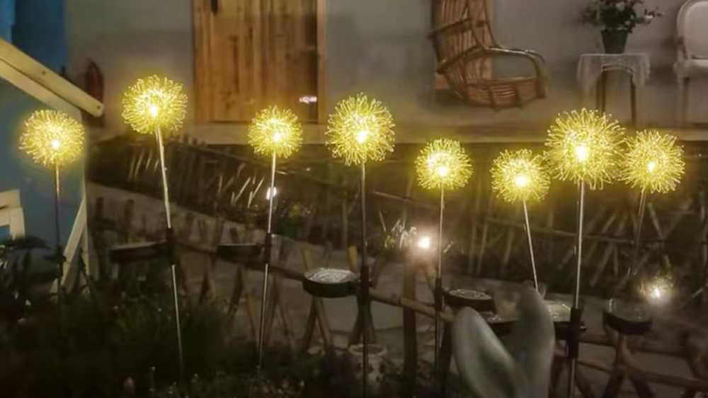 Handmade weatherproof solar dandelion light garden feature