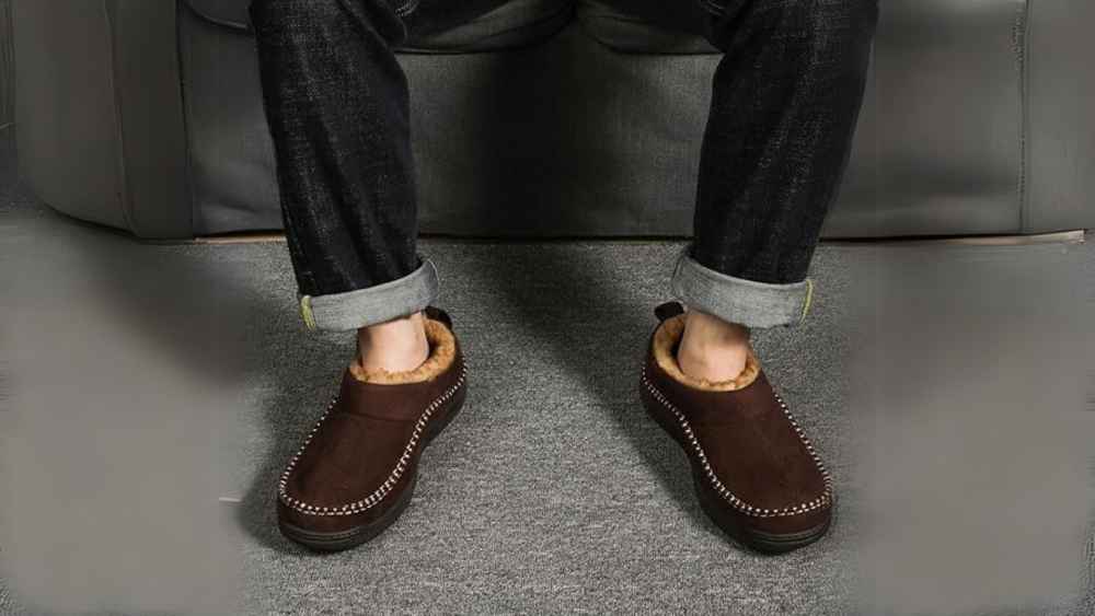 Soft and warm two tone moccasin slippers