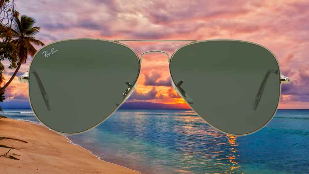 Ray ban metal aviator sunglasses and accessories bundle