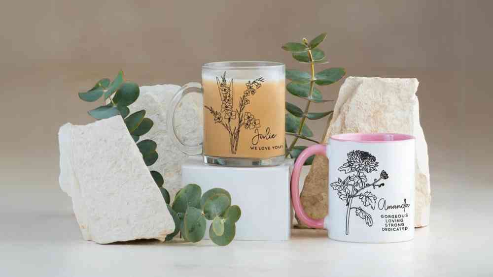 Birth Flower Mug Floral Coffee Tea Cup Personalized