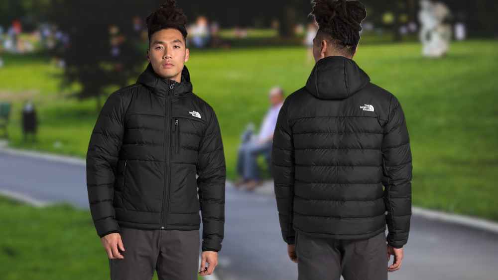 North face down insulated hooded jacket for men