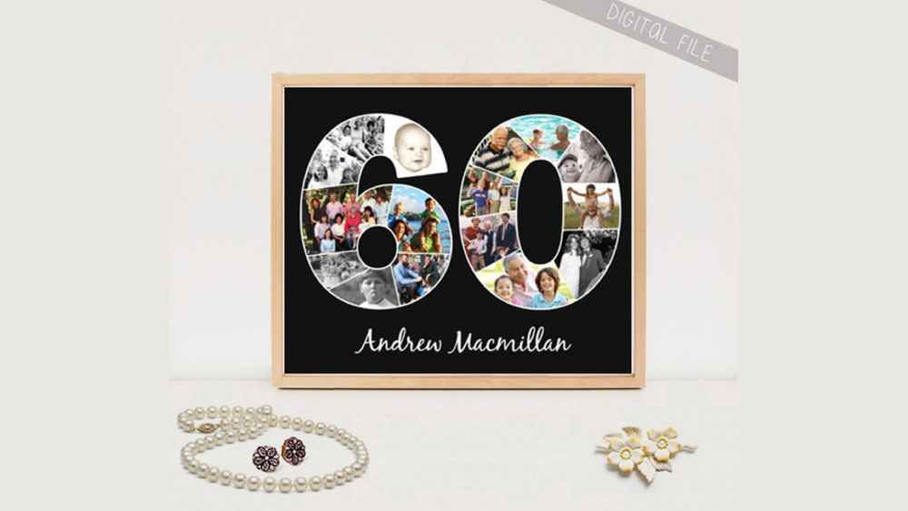Personalized birthday gift photo collage number