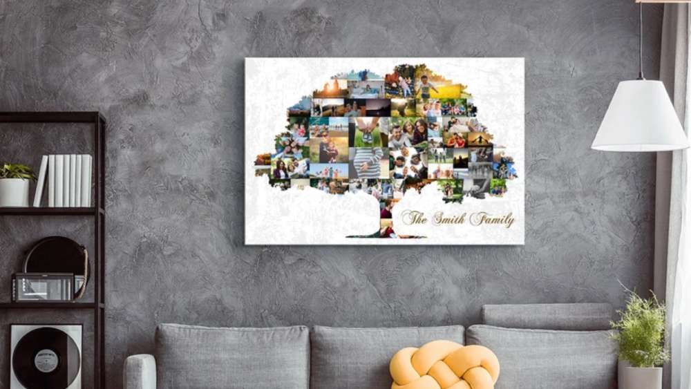 Personalized family tree photo collage wall art print