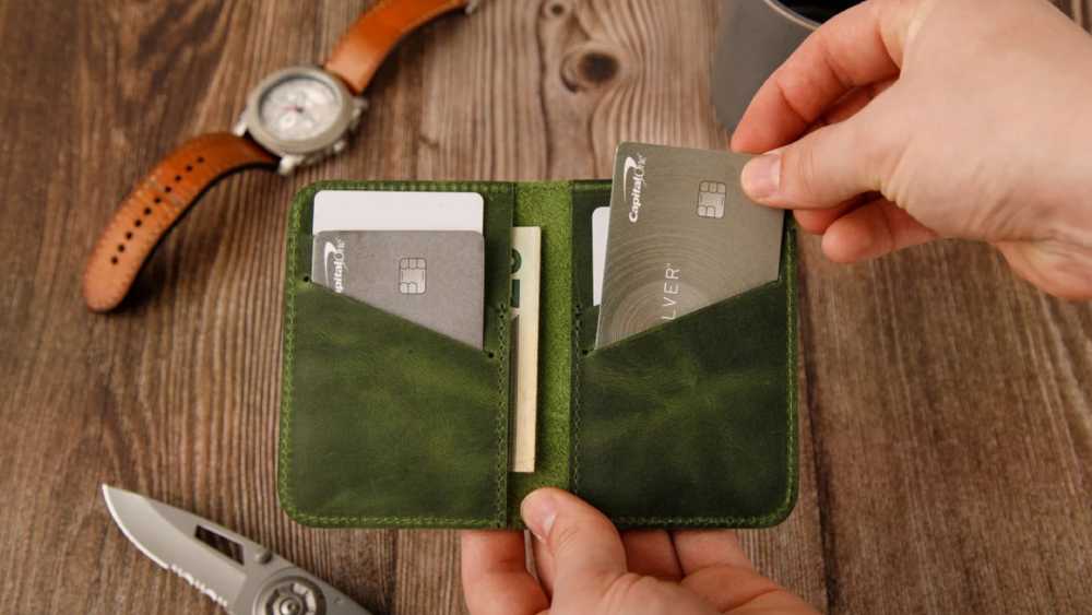 Slim minimalist personalized leather wallet and card holder