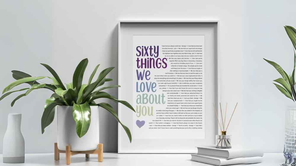 Sixty things we love about you print file