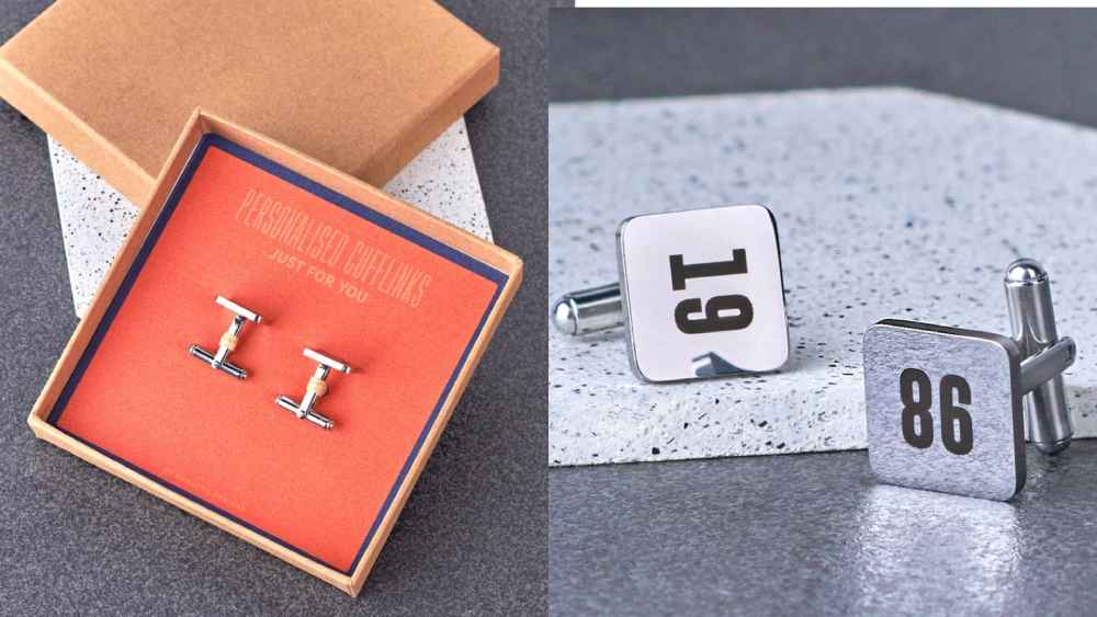 Minimalist design stainless steel cufflinks with birth year