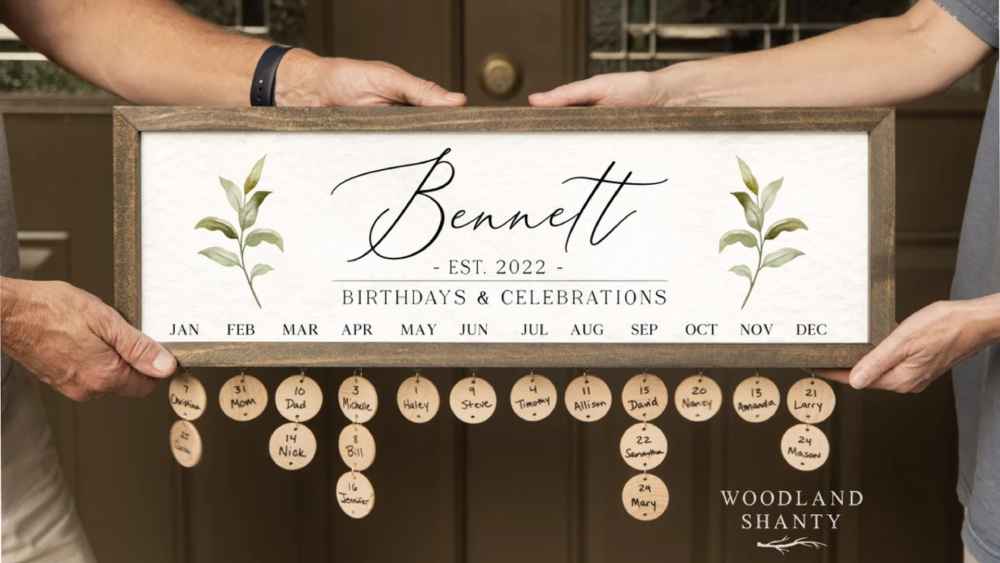 Personalized Family Birthday Calendar Handmade Wood Birthday Gift