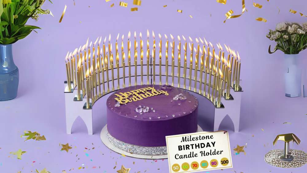 Birthday candle holder centerpiece decoration with mirror finish