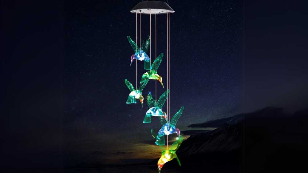 Solar hummingbird wind chimes outdoor birthday gift