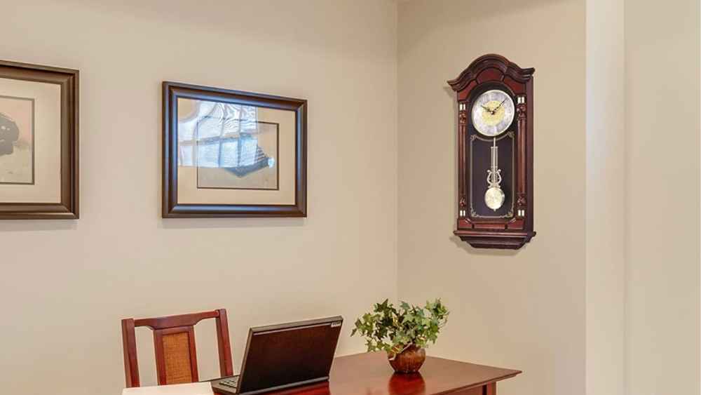 Oak Wall Clock with Pendulum and Chime Grandfather Gift