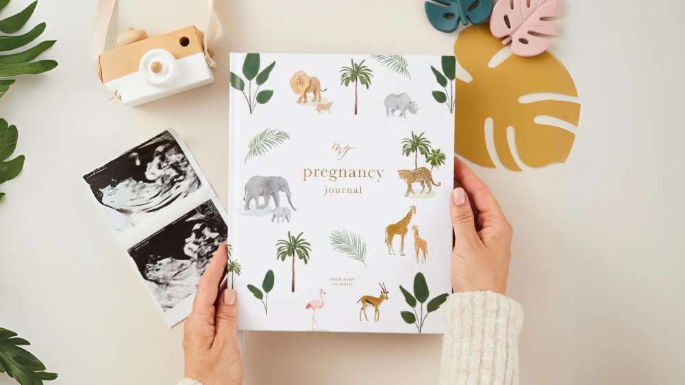 Pregnancy Journal with Plants and Animal Print
