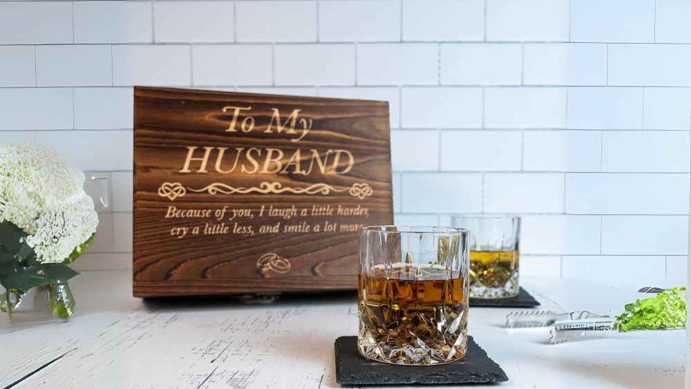 Appreciate your Husband with Crystal Whiskey Glass Set