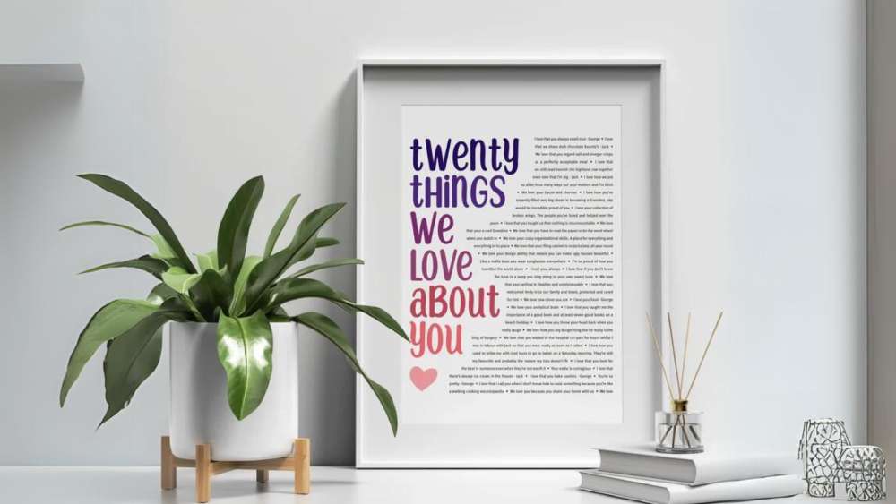Twenty things we love about you printable file