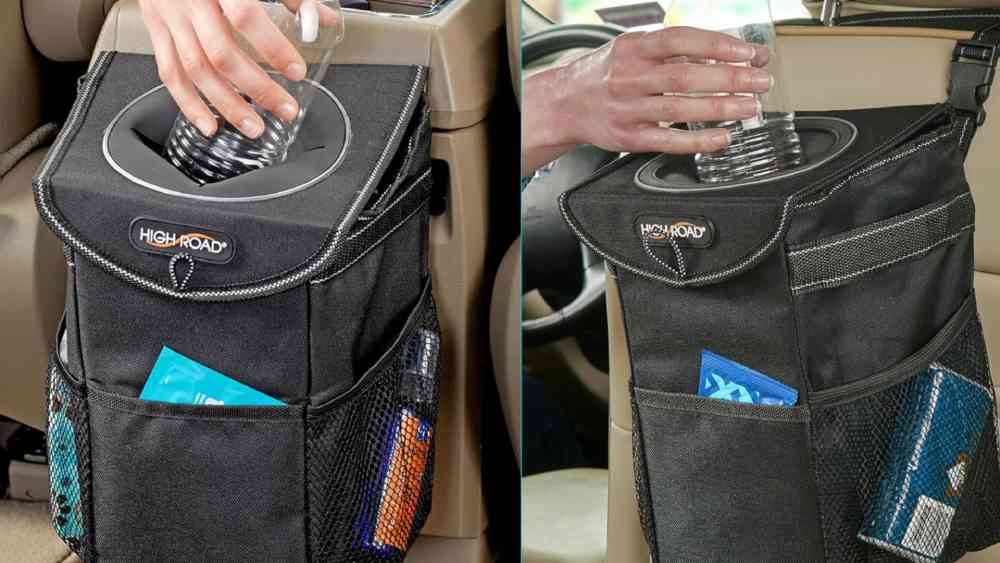 Car Trash Can with Lid Upright Floor or back seat Use