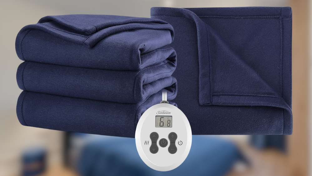 Sunbeam Heated Electric Blanket Temperature Controlled in Blue