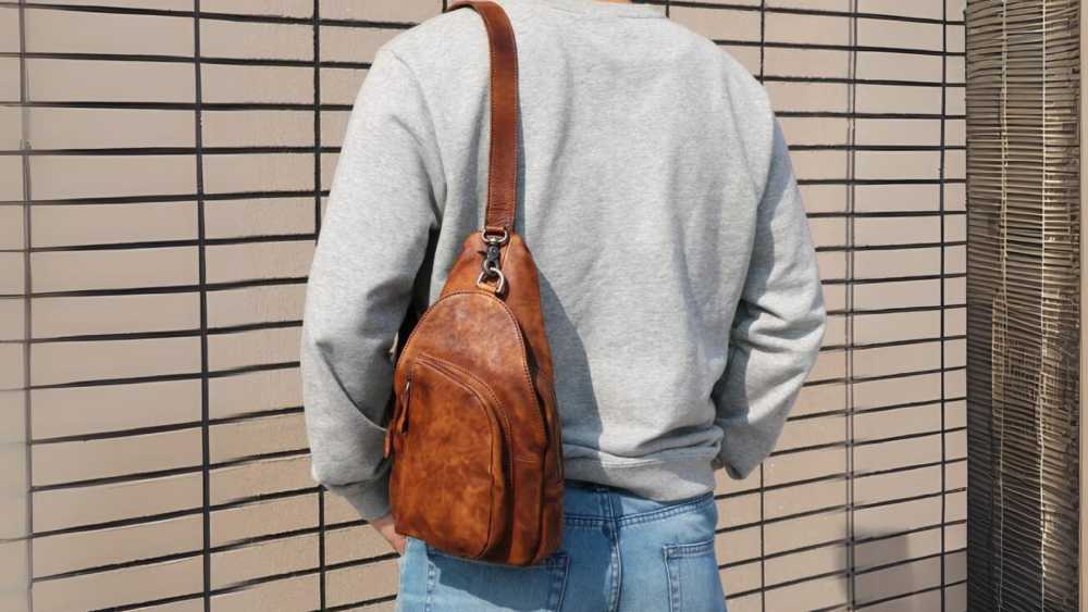 Crossbody leather sling bag for men birthday gift