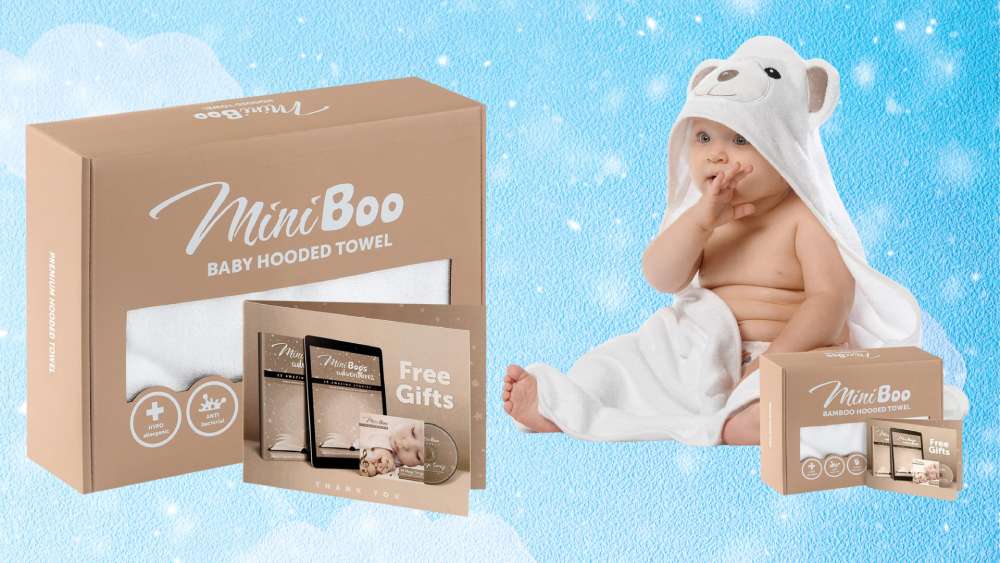 Organic Bamboo Cute White Hooded Towel by MINIBOO