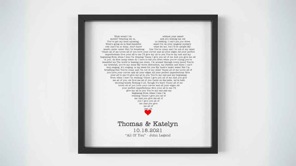 Put your favorite lyrics on Framed Song Lyrics