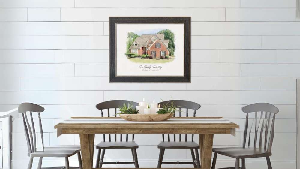 Personalized watercolor hand painted house portrait