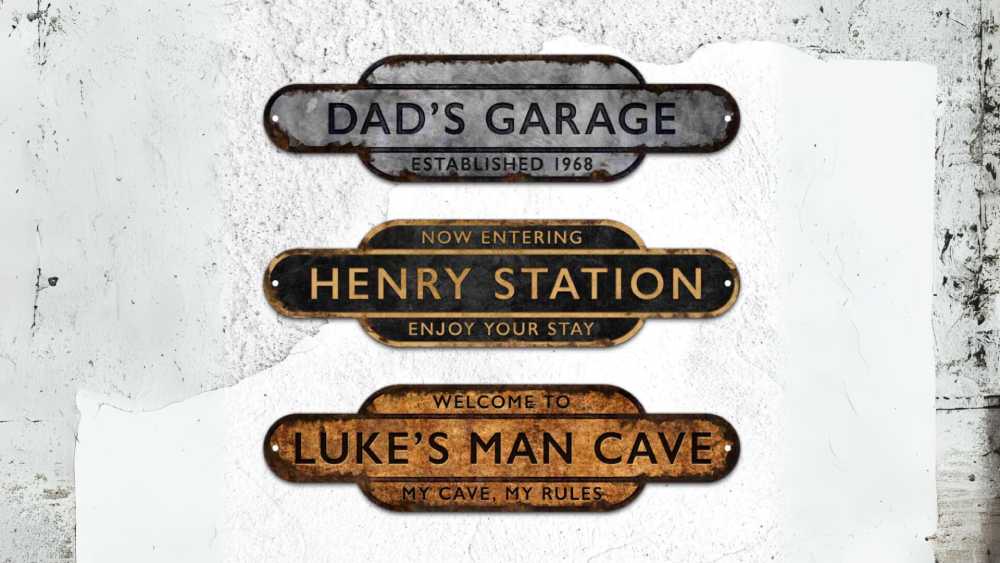 Lighted old school acrylic and aluminum garage sign