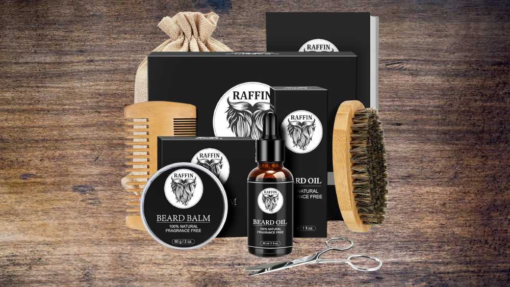 Facial hair grooming kit with oils and comb