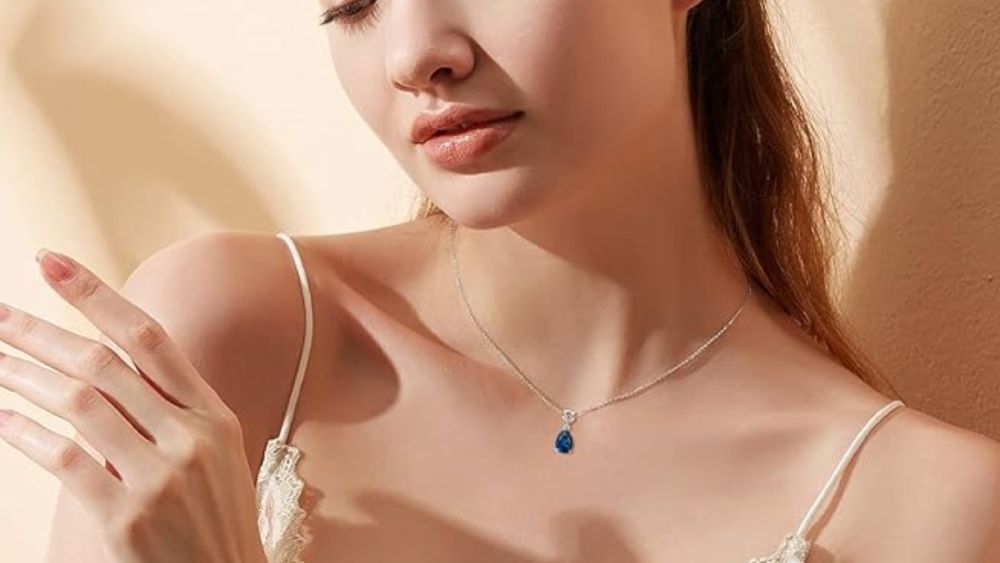 Blue Natural Topaz Stone and 14k White Gold