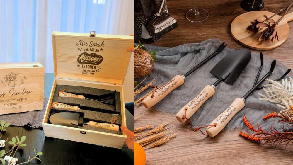 Wooden Garden Toolbox Gardening Tool Set