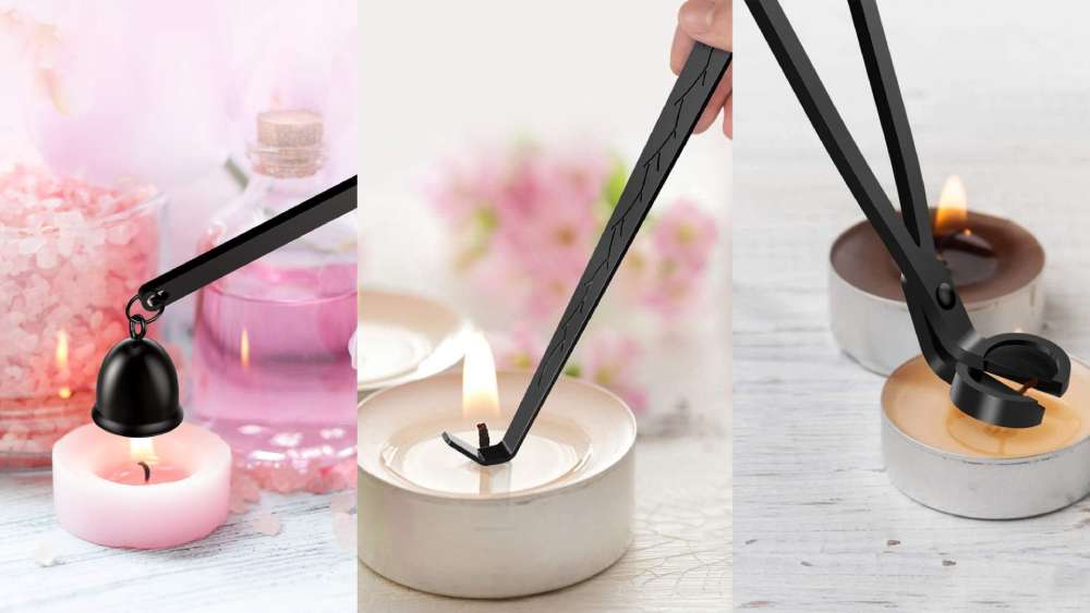 Wick trimmer candle snuffer and wick dipper set
