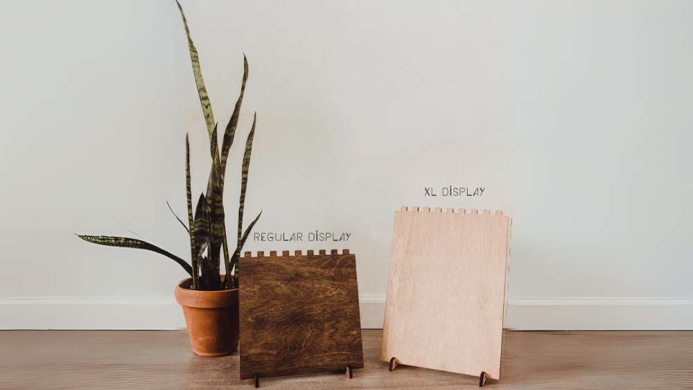 Laser cut wooden necklace display with custom engraving