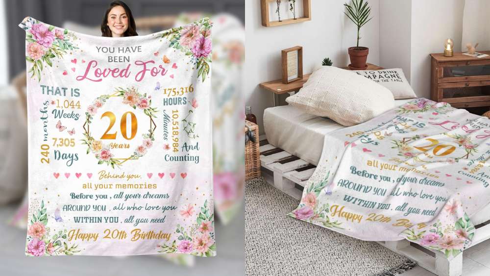 Twentieth birthday gift blanket for women