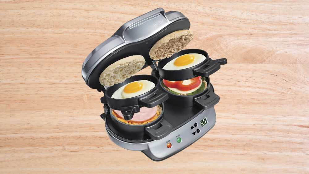 Silver dual breakfast sandwich maker with timer