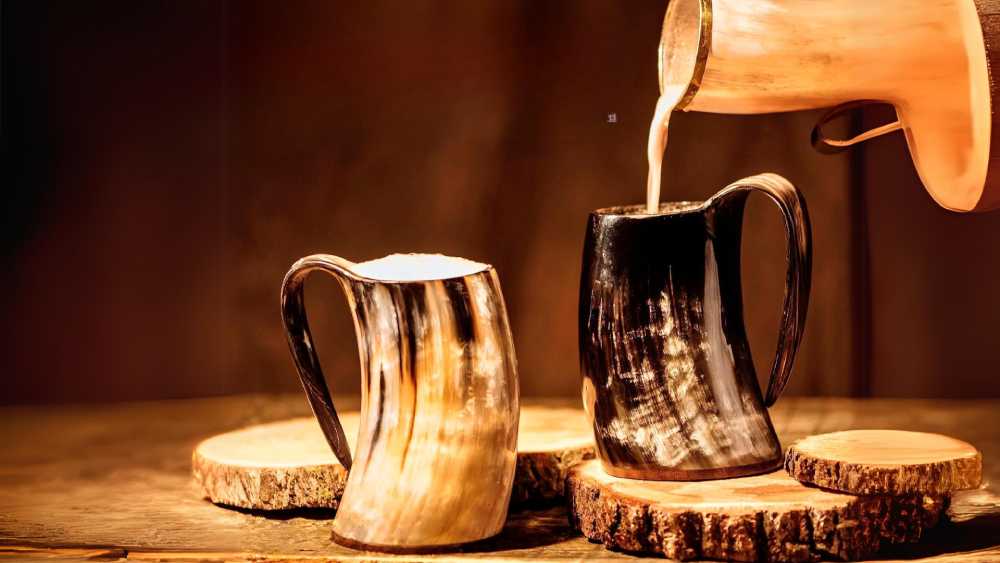 Twenty ounce natural ox cool viking drinking horn