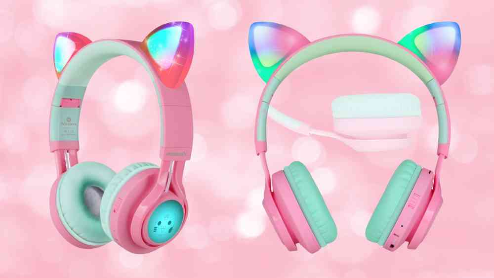 Cat ear bluetooth headphones with LED light up