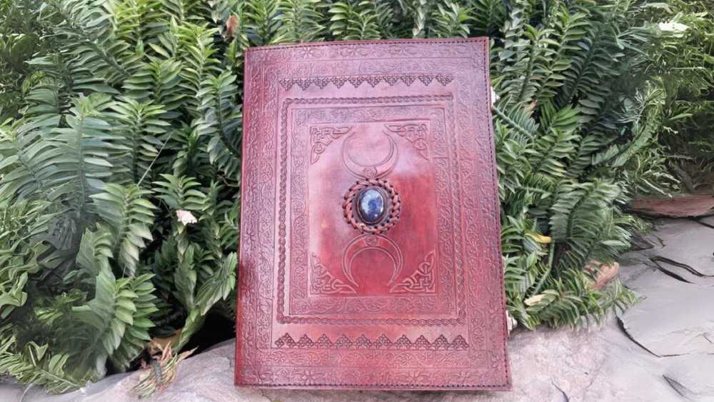 Extra large triple moon journal refillable leather journal