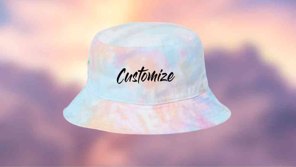 Tie dye bucket hat gift with custom embroidery