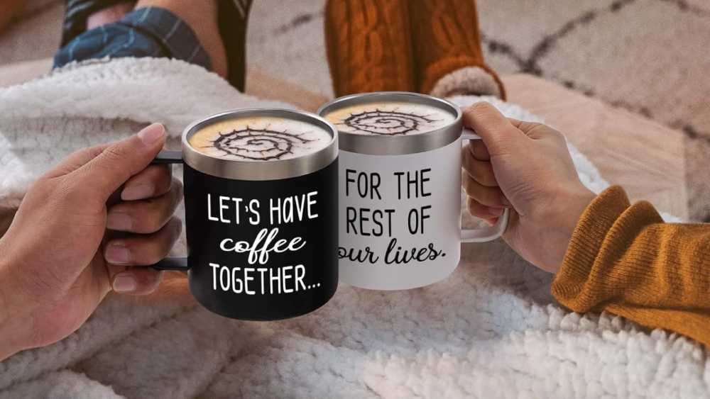 Couple Coffee Cup Set with sweet quotes